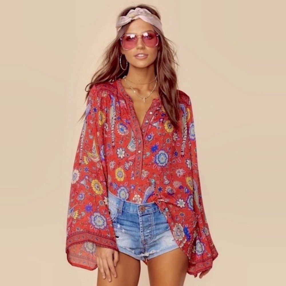 SPELL LOVEBIRD BLOUSE 🫶🏽🐦❤️ ROSE / RED